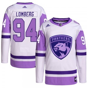 Youth Authentic Florida Panthers Ryan Lomberg White/Purple Hockey Fights Cancer Primegreen Official Adidas Jersey
