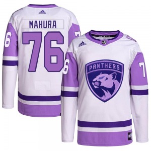 Youth Authentic Florida Panthers Josh Mahura White/Purple Hockey Fights Cancer Primegreen Official Adidas Jersey
