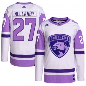 Youth Authentic Florida Panthers Scott Mellanby White/Purple Hockey Fights Cancer Primegreen Official Adidas Jersey