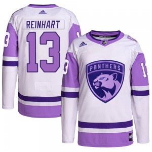 Youth Authentic Florida Panthers Sam Reinhart White/Purple Hockey Fights Cancer Primegreen Official Adidas Jersey