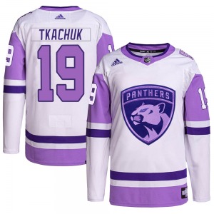 Youth Authentic Florida Panthers Matthew Tkachuk White/Purple Hockey Fights Cancer Primegreen Official Adidas Jersey