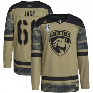 Youth Authentic Florida Panthers Jaromir Jagr Camo Military Appreciation Practice 2023 Stanley Cup Final Official Adidas Jersey