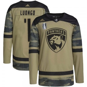 Youth Authentic Florida Panthers Roberto Luongo Camo Military Appreciation Practice 2023 Stanley Cup Final Official Adidas Jerse