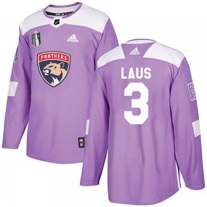 Youth Authentic Florida Panthers Paul Laus Purple Fights Cancer Practice 2023 Stanley Cup Final Official Adidas Jersey
