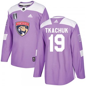 Youth Authentic Florida Panthers Matthew Tkachuk Purple Fights Cancer Practice 2023 Stanley Cup Final Official Adidas Jersey