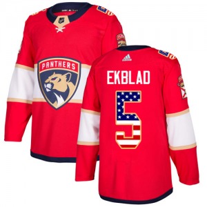 Youth Authentic Florida Panthers Aaron Ekblad Red USA Flag Fashion Official Adidas Jersey