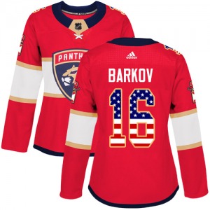 Women's Authentic Florida Panthers Aleksander Barkov Red USA Flag Fashion Official Adidas Jersey