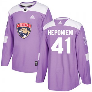 Adult Authentic Florida Panthers Aleksi Heponiemi Purple Fights Cancer Practice Official Adidas Jersey