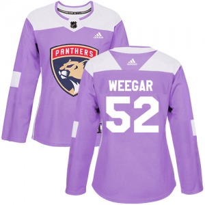 Women's Authentic Florida Panthers MacKenzie Weegar Purple Fights Cancer Practice Official Adidas Jersey