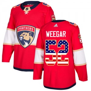 Youth Authentic Florida Panthers MacKenzie Weegar Red USA Flag Fashion Official Adidas Jersey