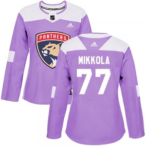 Women's Authentic Florida Panthers Niko Mikkola Purple Fights Cancer Practice Official Adidas Jersey