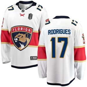 Adult Breakaway Florida Panthers Evan Rodrigues White Away 2024 Stanley Cup Final Official Fanatics Branded Jersey