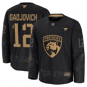 Adult Premium Florida Panthers Jonah Gadjovich Black 2024 Military Appreciation Practice Official Fanatics Jersey