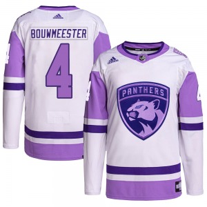 Adult Authentic Florida Panthers Jay Bouwmeester White/Purple Hockey Fights Cancer Primegreen Official Adidas Jersey