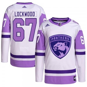 Adult Authentic Florida Panthers William Lockwood White/Purple Hockey Fights Cancer Primegreen Official Adidas Jersey