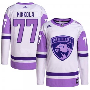 Adult Authentic Florida Panthers Niko Mikkola White/Purple Hockey Fights Cancer Primegreen Official Adidas Jersey