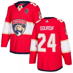 Youth Authentic Florida Panthers Justin Sourdif Red Home 2024 Stanley Cup Final Official Adidas Jersey