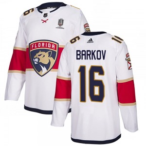 Adult Authentic Florida Panthers Aleksander Barkov White Away 2025 Stanley Cup Champions Patched Official Adidas Jersey