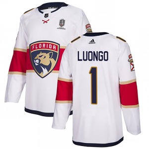 Adult Authentic Florida Panthers Roberto Luongo White Away 2025 Stanley Cup Champions Patched Official Adidas Jersey