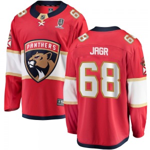 Adult Breakaway Florida Panthers Jaromir Jagr Red Home 2025 Stanley Cup Champions Patched Official Fanatics Branded Jersey