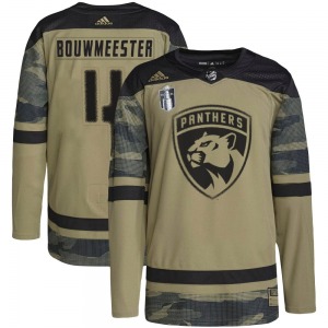 Adult Authentic Florida Panthers Jay Bouwmeester Camo Military Appreciation Practice 2023 Stanley Cup Final Official Adidas Jers
