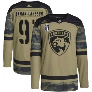 Adult Authentic Florida Panthers Oliver Ekman-Larsson Camo Military Appreciation Practice 2023 Stanley Cup Final Official Adidas