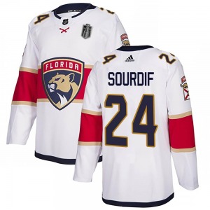 Youth Authentic Florida Panthers Justin Sourdif White Away 2024 Stanley Cup Final Official Adidas Jersey