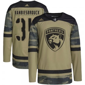 Youth Authentic Florida Panthers John Vanbiesbrouck Camo Military Appreciation Practice Official Adidas Jersey