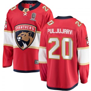 Youth Breakaway Florida Panthers Jesse Puljujarvi Red Home 2024 Stanley Cup Champions Official Fanatics Branded Jersey