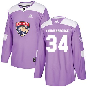 Adult Authentic Florida Panthers John Vanbiesbrouck Purple Fights Cancer Practice Official Adidas Jersey