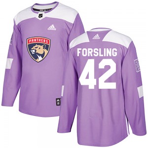 Youth Authentic Florida Panthers Gustav Forsling Purple Fights Cancer Practice Official Adidas Jersey