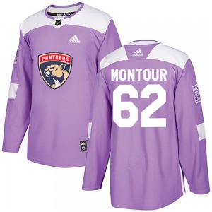 Youth Authentic Florida Panthers Brandon Montour Purple Fights Cancer Practice Official Adidas Jersey