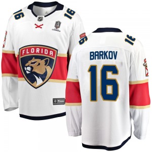 Adult Breakaway Florida Panthers Aleksander Barkov White Away 2025 Stanley Cup Champions Patched Official Fanatics Branded Jerse