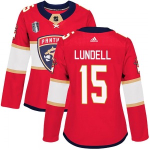 Women's Authentic Florida Panthers Anton Lundell Red Home 2023 Stanley Cup Final Official Adidas Jersey