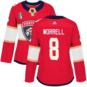 Women's Authentic Florida Panthers Peter Worrell Red Home 2023 Stanley Cup Final Official Adidas Jersey