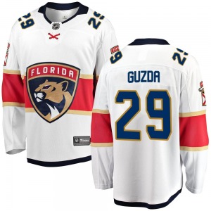 Youth Breakaway Florida Panthers Mack Guzda White Away Official Fanatics Branded Jersey