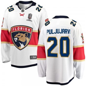Youth Breakaway Florida Panthers Jesse Puljujarvi White Away 2024 Stanley Cup Champions Official Fanatics Branded Jersey