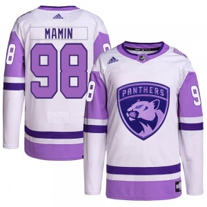 Youth Authentic Florida Panthers Maxim Mamin White/Purple Hockey Fights Cancer Primegreen Official Adidas Jersey