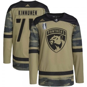 Youth Authentic Florida Panthers Santtu Kinnunen Camo Military Appreciation Practice 2023 Stanley Cup Final Official Adidas Jers
