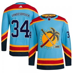 Adult Authentic Florida Panthers John Vanbiesbrouck Light Blue Reverse Retro 2.0 Official Adidas Jersey