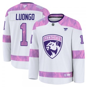 Adult Premium Florida Panthers Roberto Luongo White 2024 Hockey Fights Cancer Practice Official Fanatics Jersey