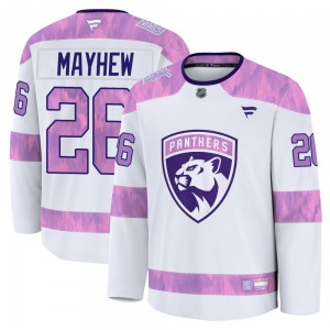 Adult Premium Florida Panthers Gerry Mayhew White 2024 Hockey Fights Cancer Practice Official Fanatics Jersey