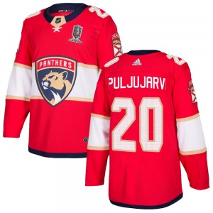 Youth Authentic Florida Panthers Jesse Puljujarvi Red Home 2024 Stanley Cup Champions Official Adidas Jersey