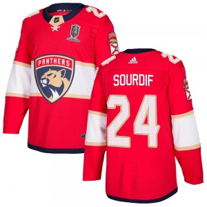 Youth Authentic Florida Panthers Justin Sourdif Red Home 2024 Stanley Cup Champions Official Adidas Jersey